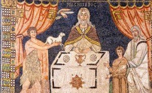 The Sacrifices of Melchizedek, Abel, and Abraham. Basilica of San Vitale, Ravenna