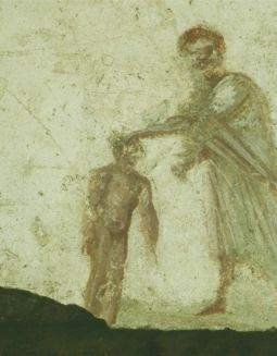 Painting of infant baptism from the Catacombs